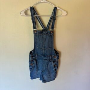Madewell Denim blue jean short overalls size XXS